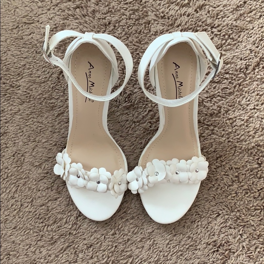 Anne Michelle white high heeled sandal.